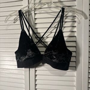 PINK Victoria's Secret Black Velvet Strappy Bralette